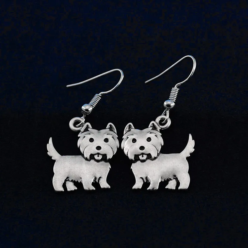 Vintage 3D Westie Dog Earring Pet Charms Big Drop Earrings For Women Brincos Boho Earings Fashion Jewelry Pendientes Mujer