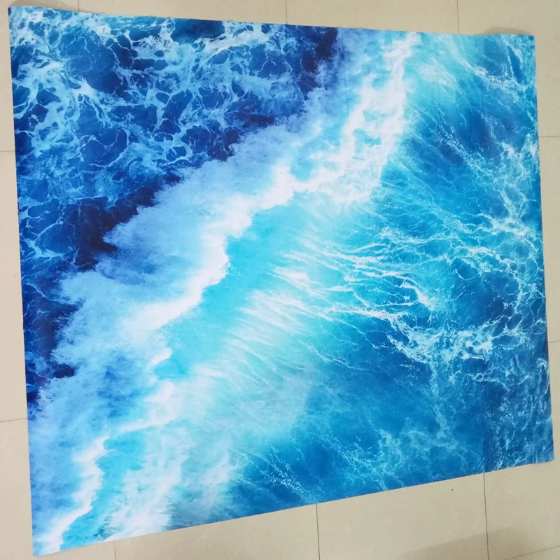 Custom Floor Wallpaper 3D Stereoscopic Ocean Waves Mural Living Room Bathroom PVC Self-adhesive Waterproof Floor Wallpaper Roll