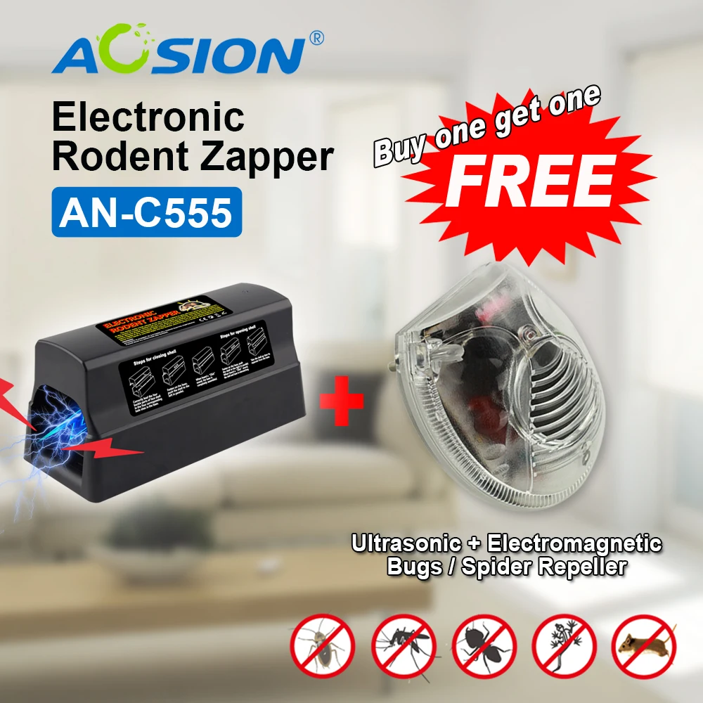 

Buy Aosion Human Electronic mouse mice rat rodent trap killer rat zapper (Got Spider Repellent Free)