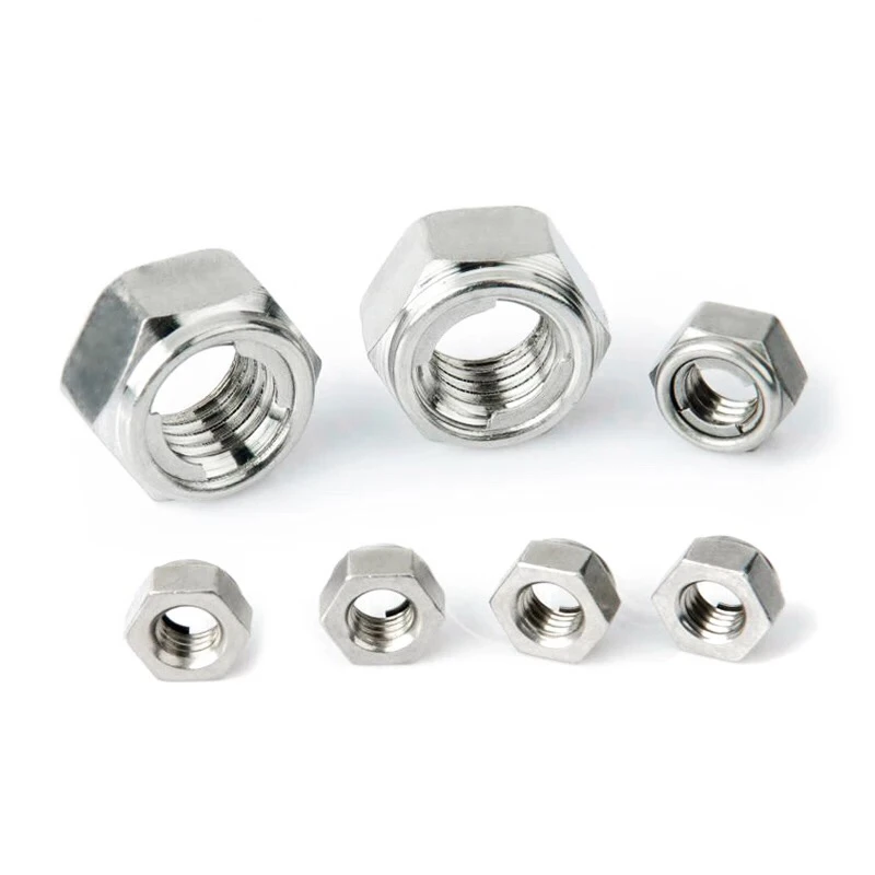 50PCS M3 M4 M5 M6 M8 M10 GB6184 DIN980 Stainless Steel Prevaillng Rorque Type Hexagon Nuts All Metal Nuts Locking Lug Lock Nuts