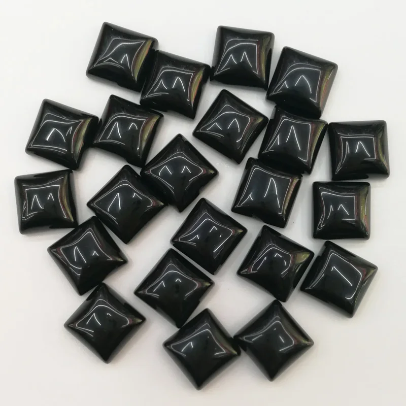 wholesale 50pcs/lot  fashion 10x10mm natural black onyx square CAB CABOCHON stone beads for jewelry Accessories  free shipping