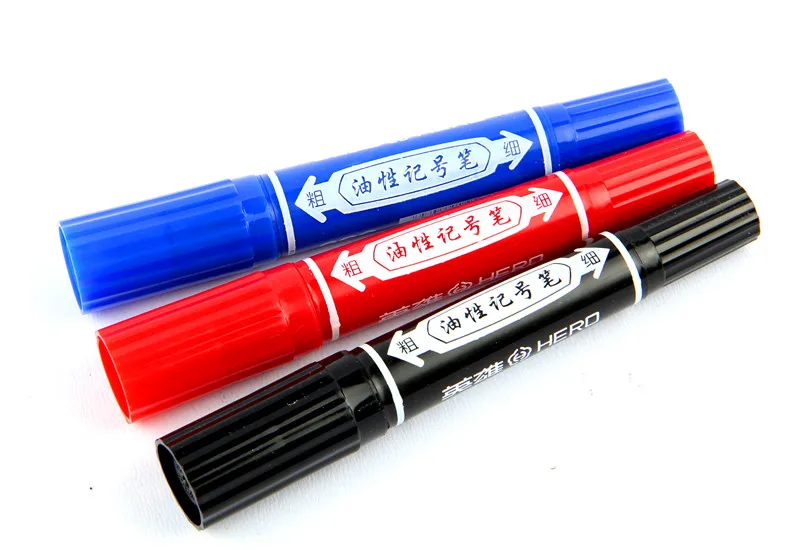 

10 Pens/Box round tip&chisel tip Permanent Marker , red&black&blue, JHB00014