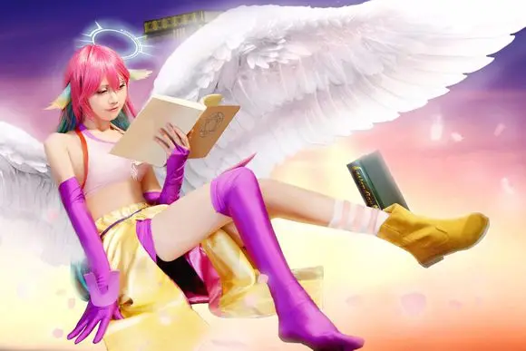 Geen Game Geen Leven Jibril Uniformen Cosplay Kostuum Met Vleugels 11