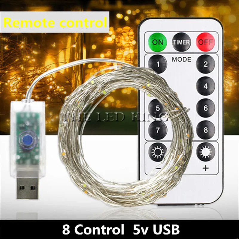 10M 33FT Copper Wire 5M USB 5V LED String Christmas Lights RGB LED Holiday Light With RF Controller For Christmas Decoration
