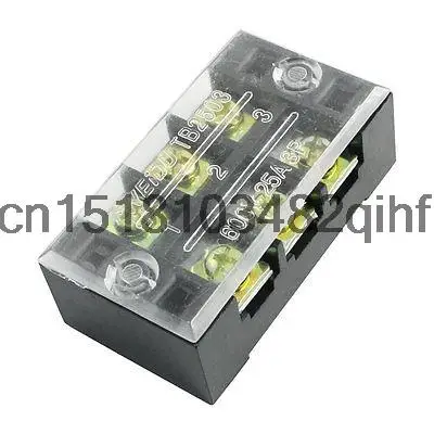 Clear Covered Dual Rows 3-Position Screw Terminal Barrier Block 600V 25A