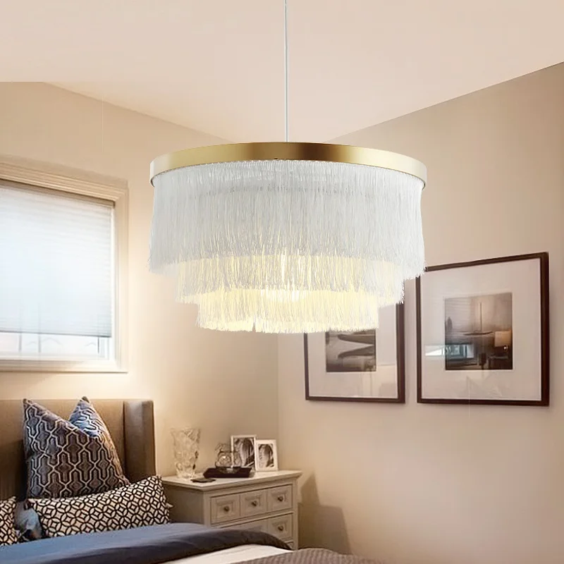 Fashion Silk thread LED Pendant Light Fixtures Bedroom Hanglamp Iron Hanging Lamp Nordic Lights Living Room Hnglampen Luminarias