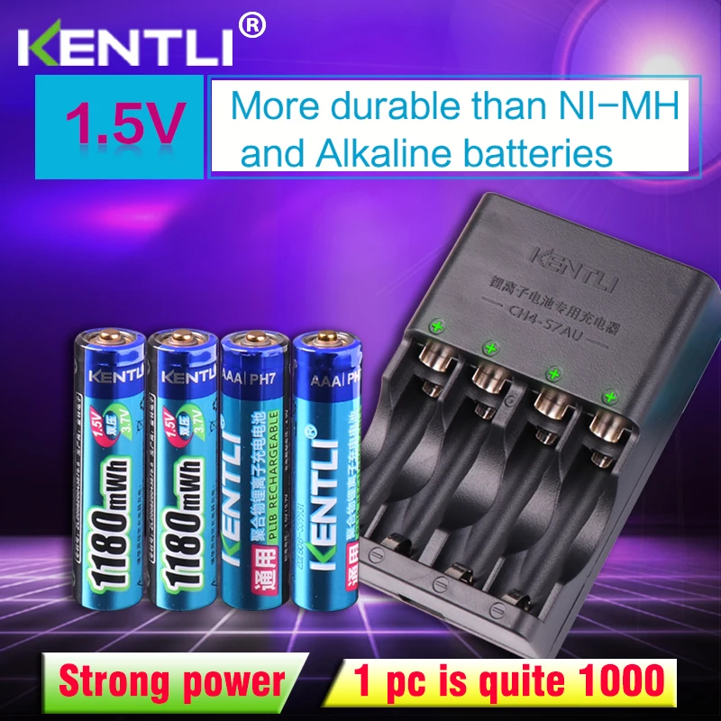 KENTLI rechargeable batteries with charger dropshipping rechargeable battery aaa Li-ion battery