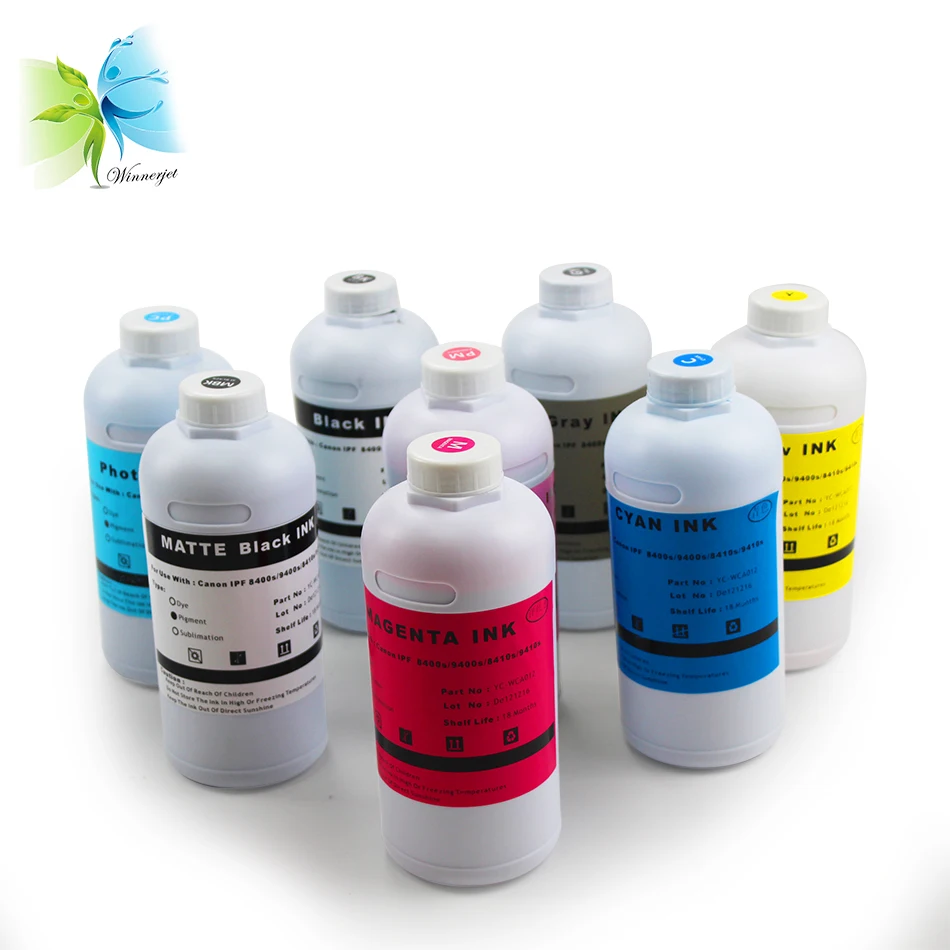 Winnerjet 1000ML X 8 colors pfi-706 pigment ink for Canon IPF9400s IPF8400s bulk ink, excellent printing quality