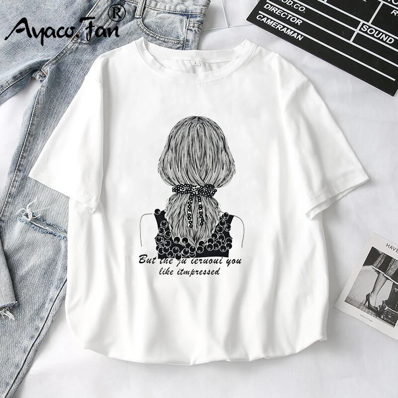 Women T-Shirts 2021 Summer New Cute Animal Girls Printed Tops Tee Female T-shirt Short Sleeve White tshirt for Lady Casual Top image 3
