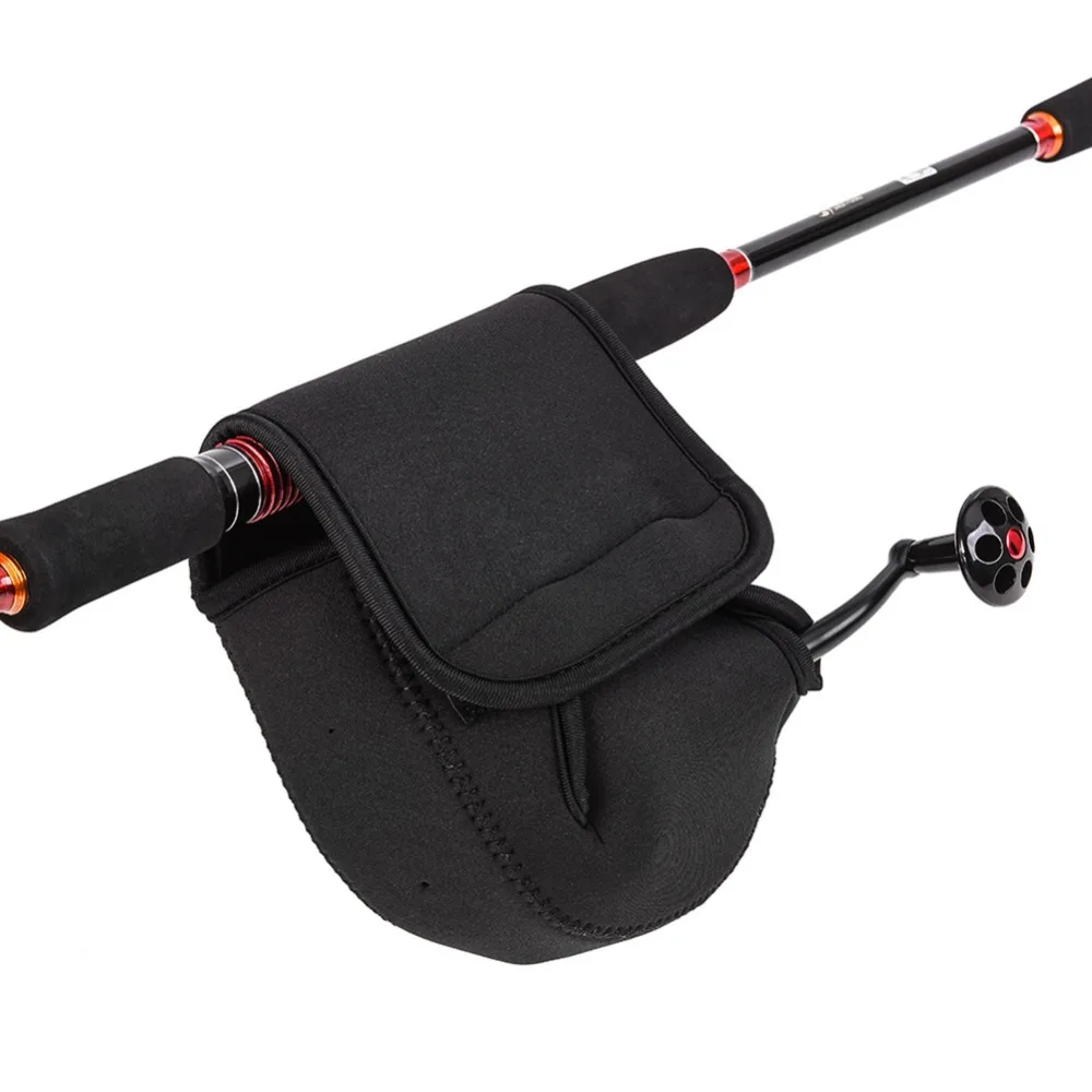 Balck Fishing Bag Zipper Fishing Reel Box Mini Pocket Tackle Pouch Case Fishing Spinning Rod Pouch Fish Bucket Bag Cover Holder