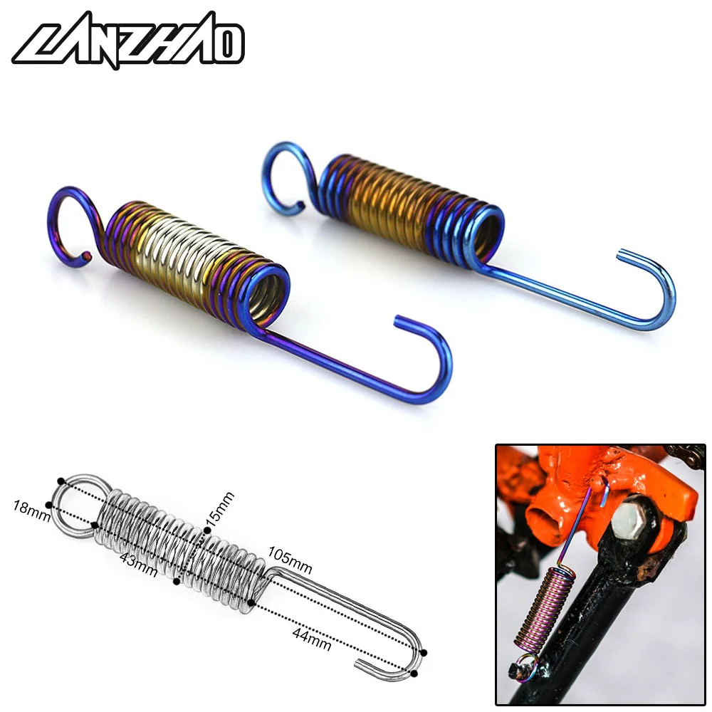 105mm Motorcycle Bluing Stainless Steel One Hook Side Stand Parking Return Springs for Harley Kawasaki Yamaha Piaggio Honda