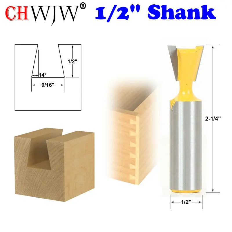 1 stück 14 Grad 9/16 "Schwalbenschwanz Gemeinsame Router Bit-1/2" Schaft holzschneider Zapfen Cutter für Holzbearbeitung werkzeuge