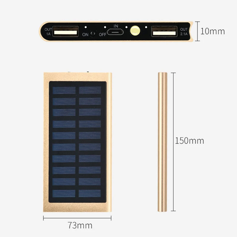 20000mAh Portable Solar Power Bank External Battery phone Charger Powerbank for iPhone 14 13 12 11X Huawei Xiaomi Poverbank