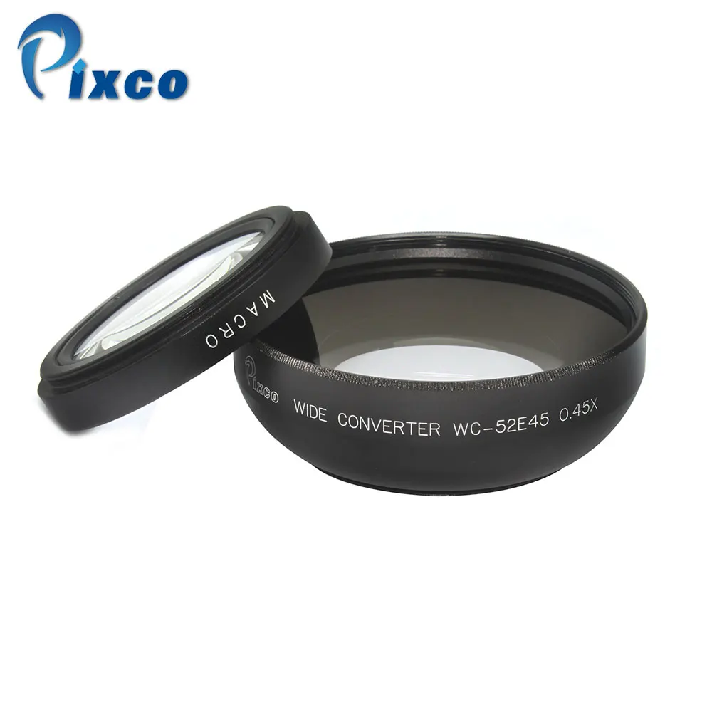 Pixco 52mm 0.45X For Canon Nikon Pentax For Sony Panasonic Wide Angle Lens with Macro (Black)