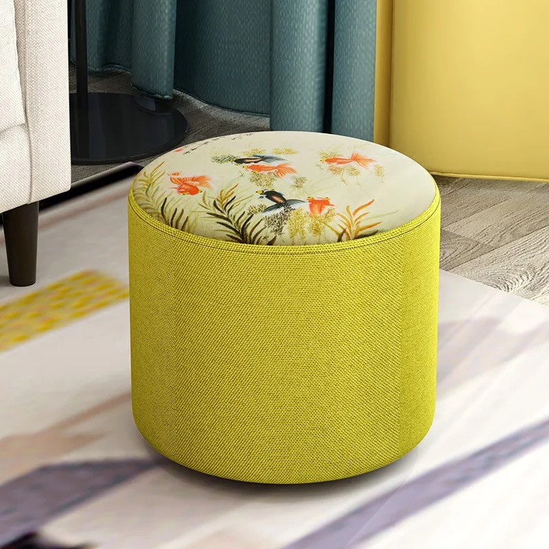 Creative stool fashion sofa stool fabric stool living room wood frame stool small bench home simple ottoman child seater 27cm