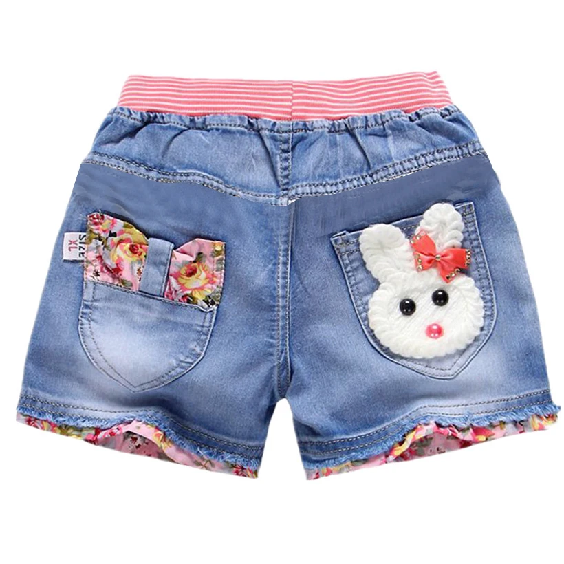 Summer Kids Short Denim Shorts For Girls Fashion Girl Short Princess Jeans Children Pants Girls Shorts Flower Girls Clothing