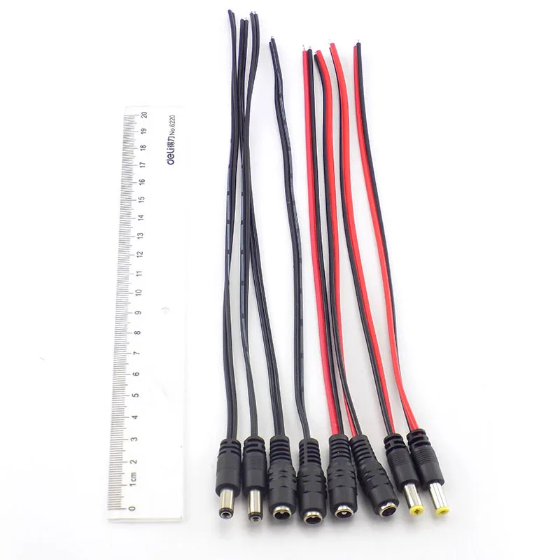 1/5/10 12 V DC Pria Wanita Konektor Jack Kabel Adaptor Plug Power Supply Kawat Kabel 5.5X2.1 Mm untuk LED Strip Lampu Kamera CCTV