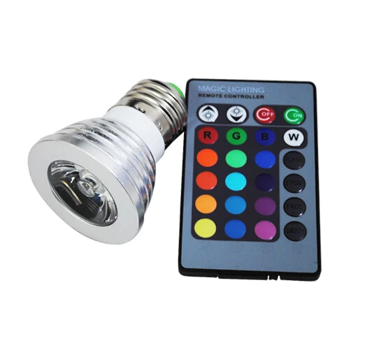 

90-260V Christmas Dimmable E27/E14/GU10/B22 RGB LED spotlight 110V 220V 16 Colors 3W RGB LED bulb Lamp + 24key IR Remote Control