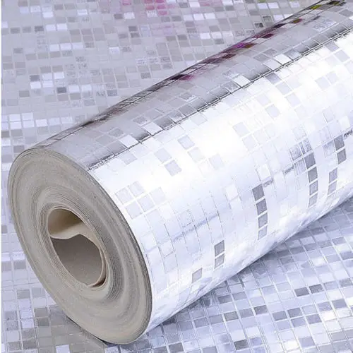 

Q QIHANG Modern Luxury Silver Foil Mini Mosaic Background Flicker Wallpaper Silver 0.53m*10m=5.3m2