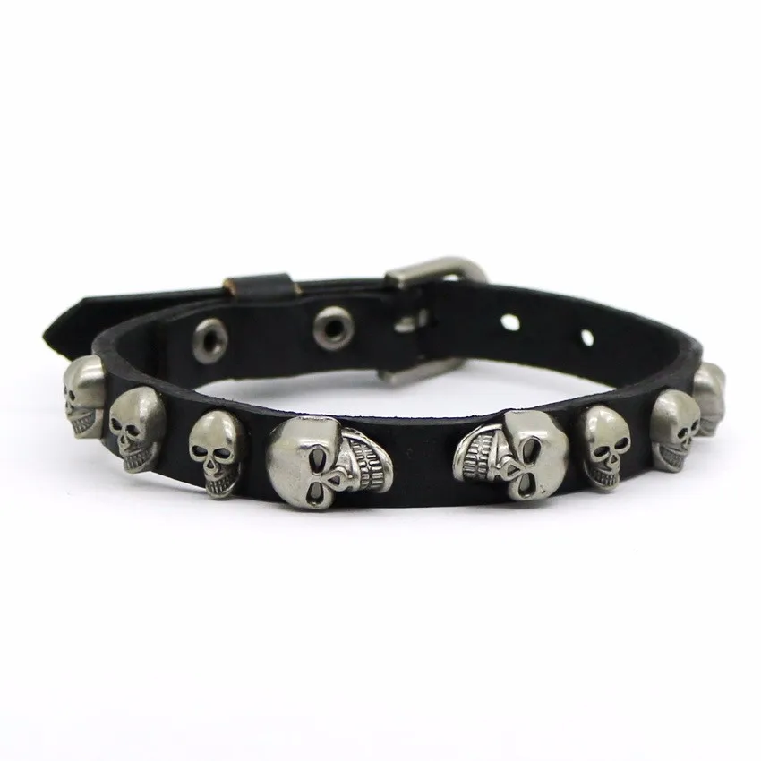 Aizhixiu The New Women\'s Accessories Skull Bracelet 2019 Men\'s Fashion Casual Skull Retro Bangle Bracelet Pulseira Masculina