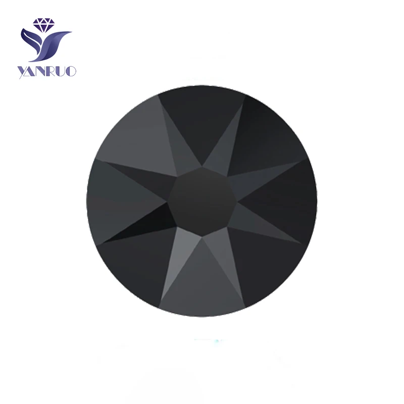 YANRUO 2088HF Jet Black Glass Crystal Stone Hotfix Strass Flatback Strass per indumento Diakmond Crafts abbellimento