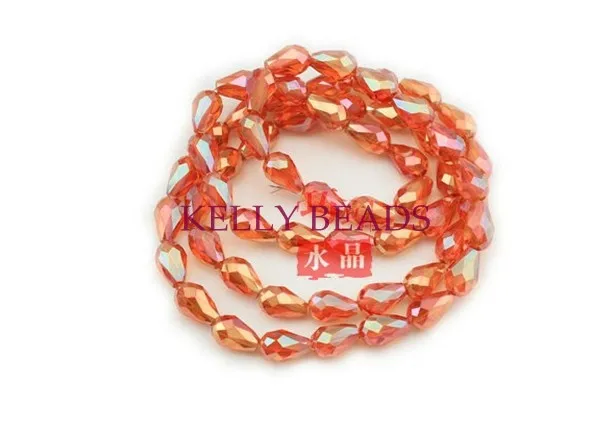 Fashion beads wholesale 295pcs 8*11mm Orangered AB Faceted Crystal Beads For Necklace/Bracelet/Earring DIY Jewelry Making