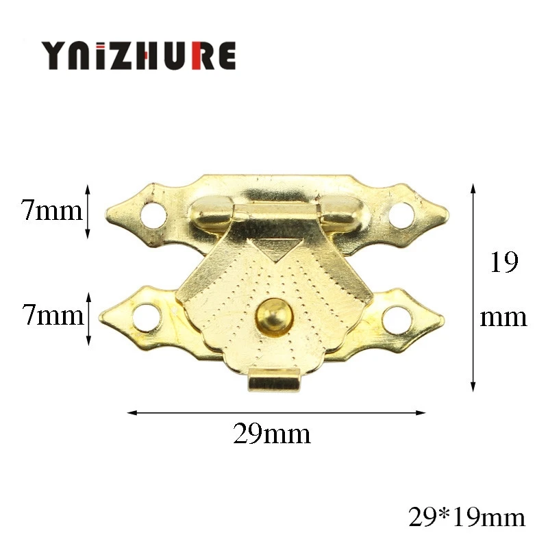 YNIZHURE 10PCS 29*19mm Antique Iron Lock Box Buckle Decorative Gold Jewelry Gift Wine Box Wooden Case Hasp Latch Caskets Vintage