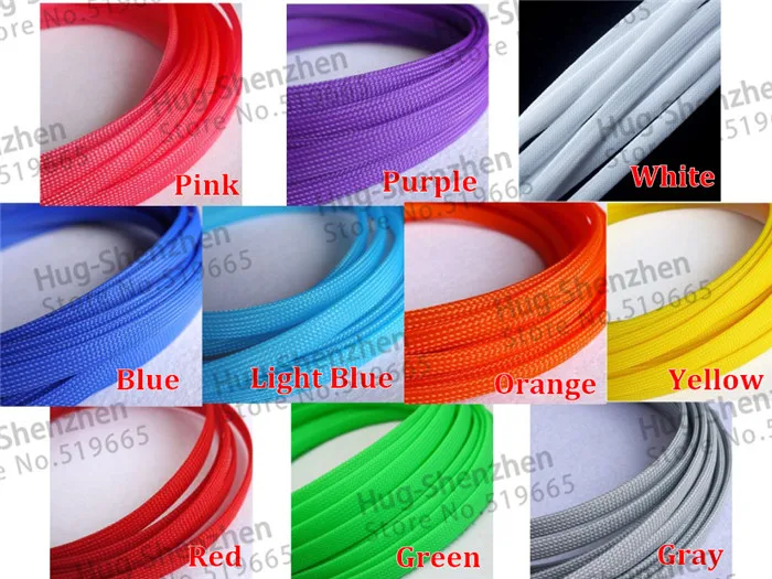 100M Cable Sleeves 10mm 10 Colors Snakeskin Mesh Wire Protecting Nylon Tight PET Expandable Insulation Sheathing Braided Sleeves