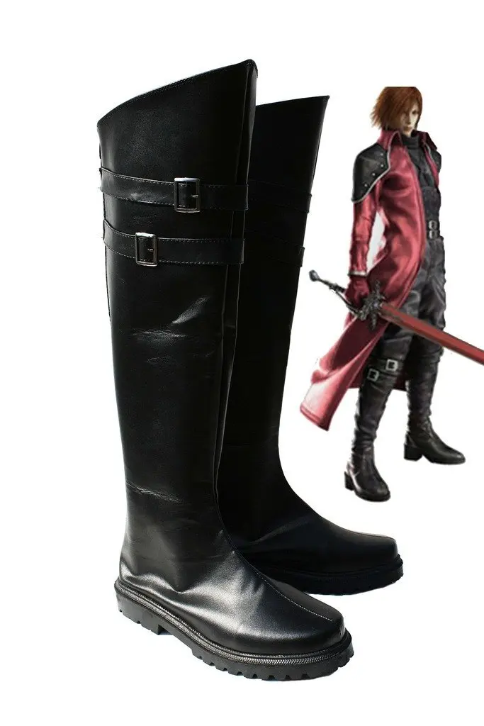 FF7 Genesis Rhapsodos Cosplay Final Fantasy VII Genesis Rhapsodos Cosplay Stiefel Schwarz Schuhe Nach Maß