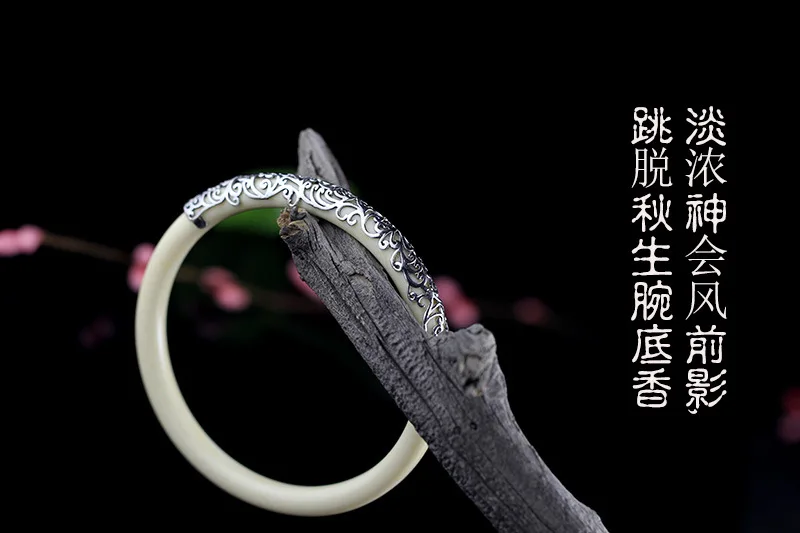 KJJEAXCMY fine jewelry 925 Silver Thai bangle silver jewelry with resinous vintage boutique women's bangle