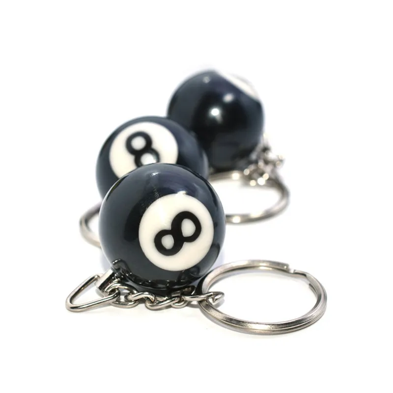 2019 Fashion creative unisex 25mm pure black 8th billiards key ring billiards supplies billiards gift black 8 key ring pendant