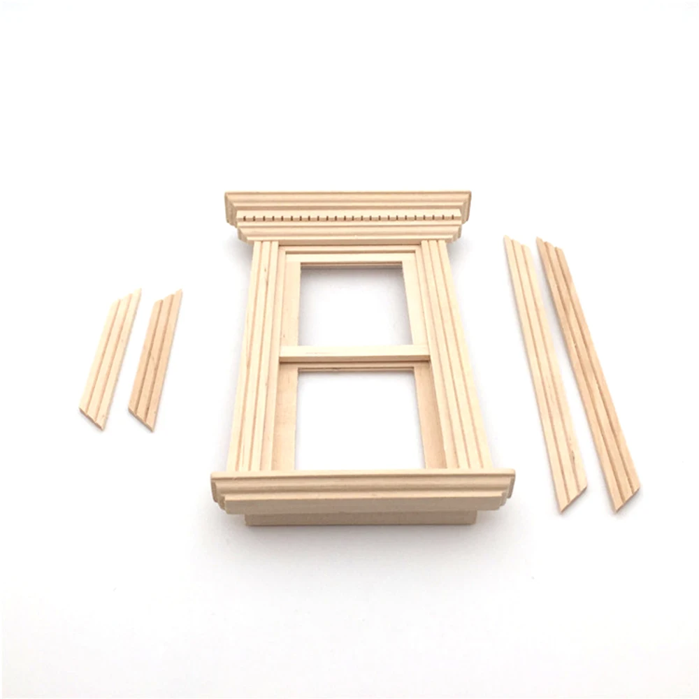 1/12 Dollhouse Miniature Accessories Mini Wooden DIY 2 Lattices Window Simulation Furniture Toys for Doll House Decoration