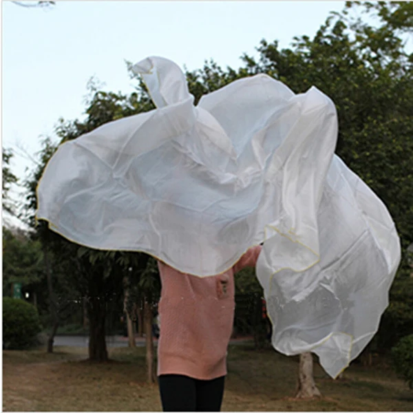 HOT 100% real Silk Veil for dancing 250cm long belly dance Veil for stage Shows white color in stock