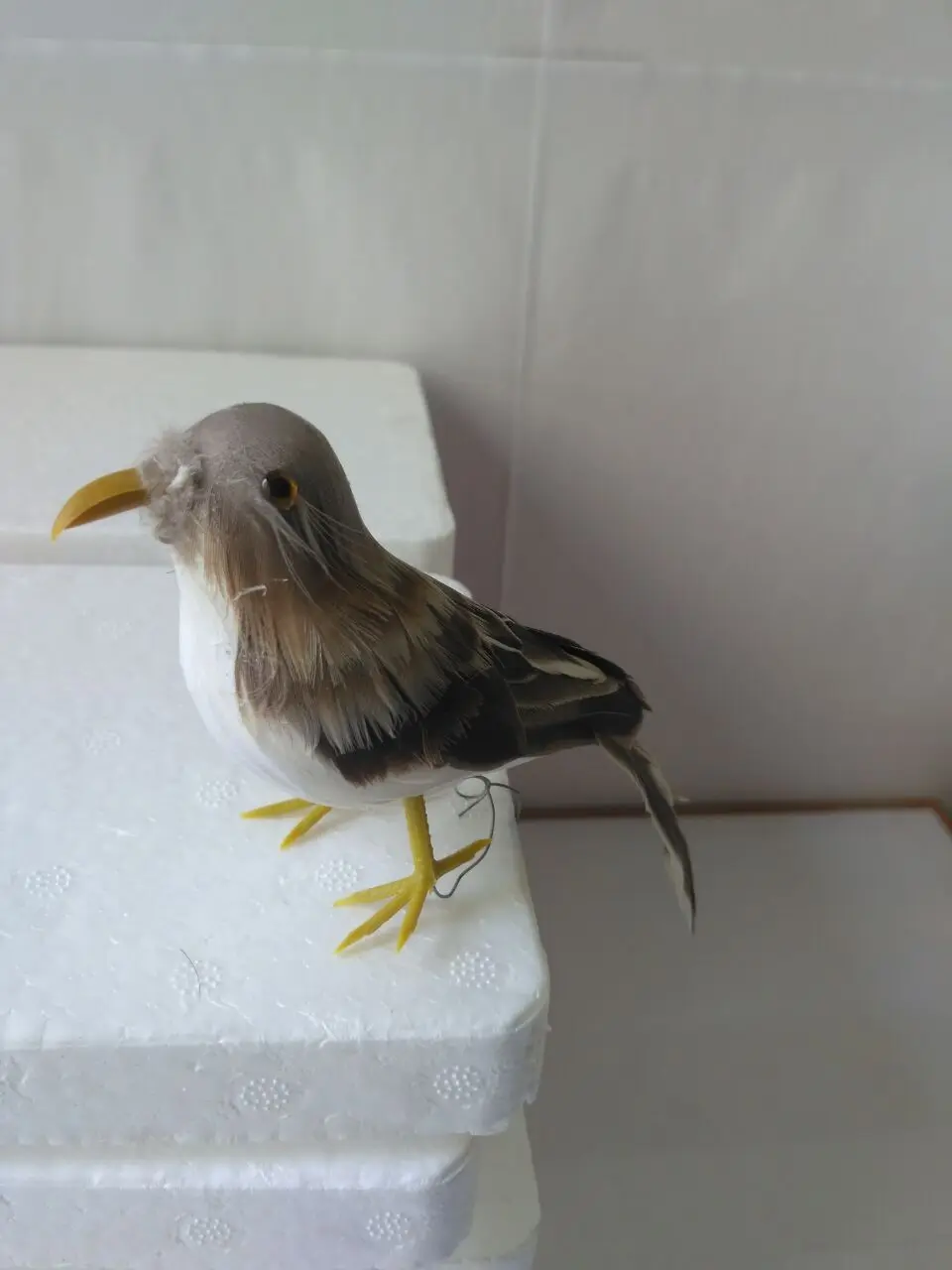 mini simulazione uccello grigio modello schiuma e piuma piccolo uccello bambola regalo circa 12 cm 1383