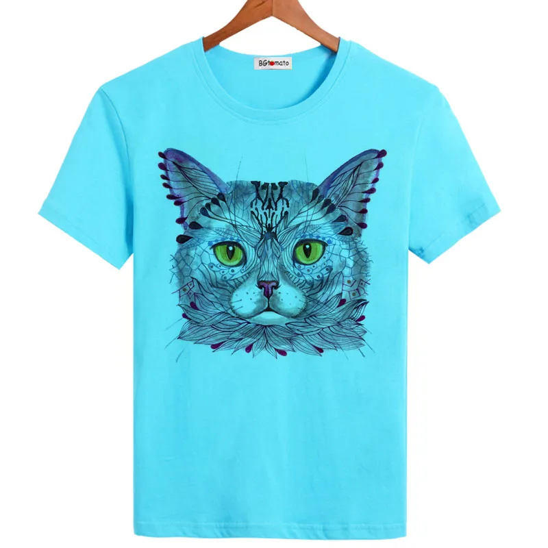 BGtomato hand print art cat T-shirt for men New style American summer cool shirts Original brand good quality Tops Tees