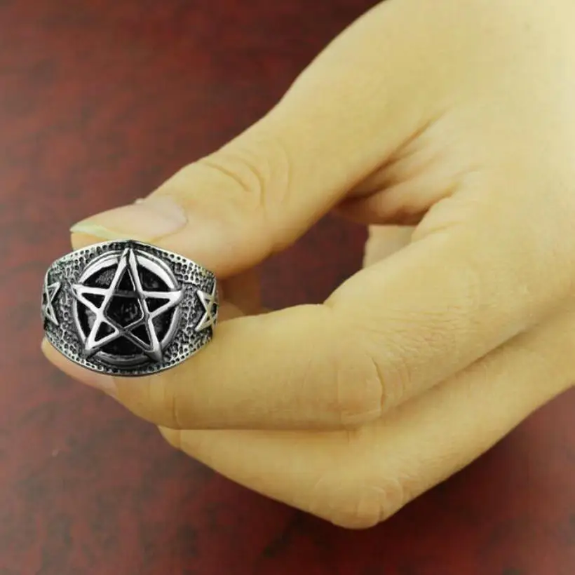 Stainless steel ring   Vintage fashion five-pointed star ring    Pentagram Religious Index Finger Ring