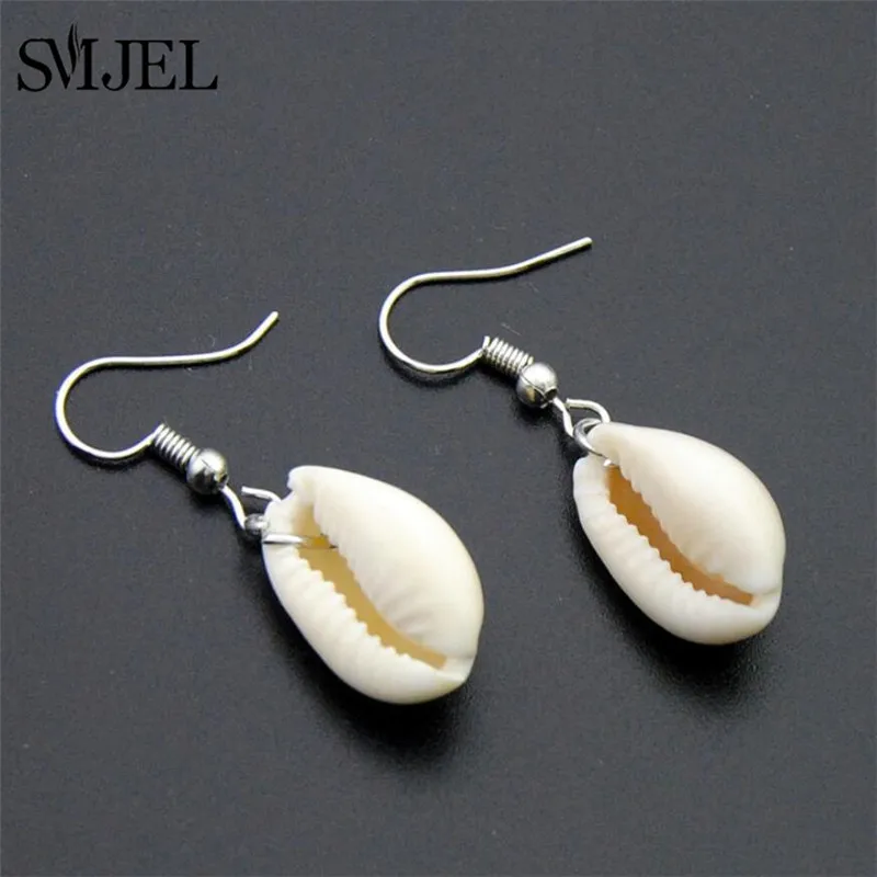 SMJEL أقراط من الصدف الطبيعي قذيفة معدنية Cowrie بيان أقراط 2024 مجوهرات الشاطئ الصيف بيجو #1
