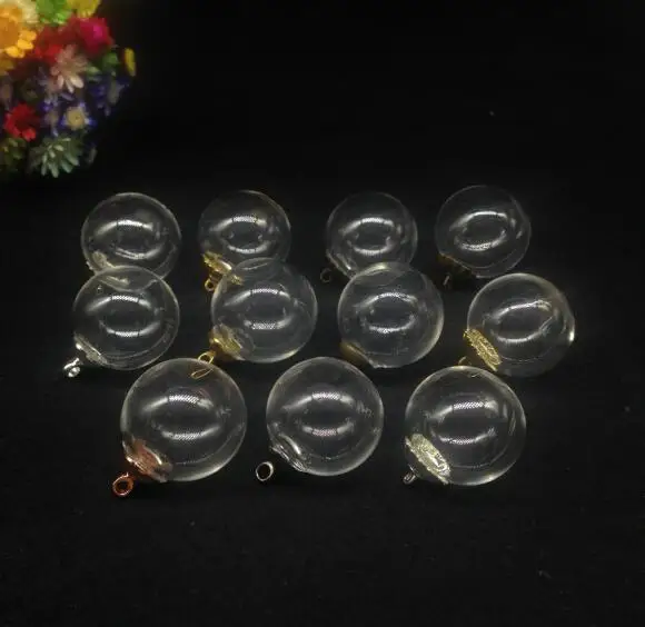 

100pcs 20mm wholesale empty glass ball bottles charms pendant vial set metal cap include diy glass globe orb cover dome necklce