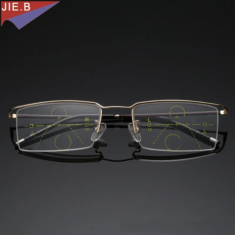 Lunettes à demi-monture en alliage de titane pour hommes et femmes, multi-focus progressif, anti-lumière bleue UV, protection contre la presbytie, 2020