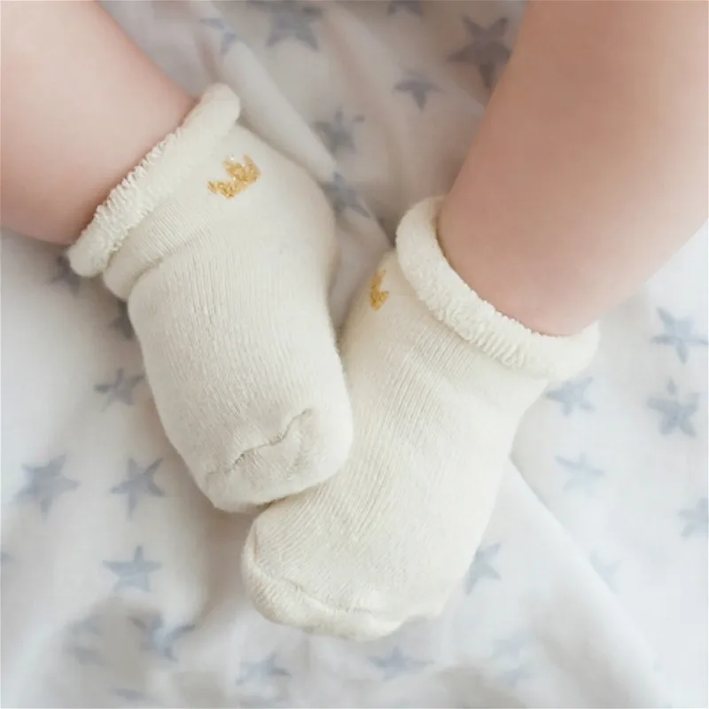 Cute Baby Socks Winter Anti Ship Terry Socks Kids NewBorn Boys Girls Meias Cotton Short White Socks Warm Thick Fall Brand 0-4Y