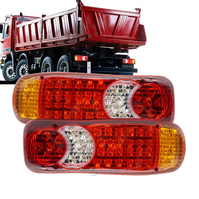 

2pcs 12V 24V Truck LED Taillight Stop Lights Rear Lamp Tail Indicator Fog Lights Reverse Van Car Trailer Lorry External Light