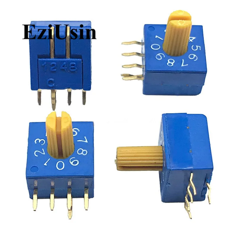 0-9 10 Rotary Coding Knob Switch DIP 5pins 8421C 4:1 PCB  Switching 5p 0-F 16 0-7 8 7mm Shake  Vertical Side adjustment