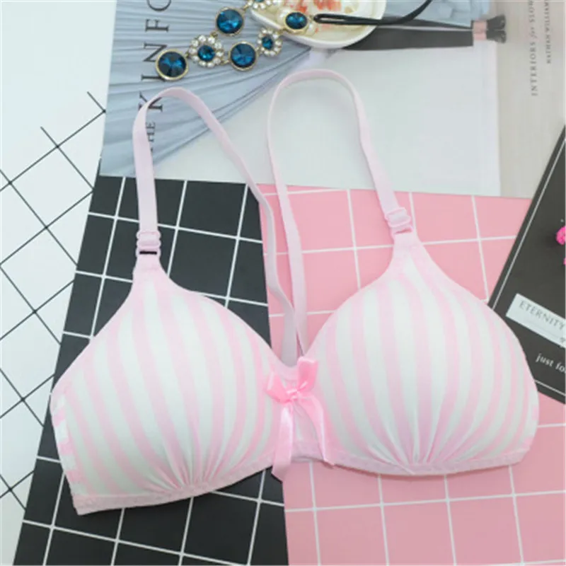 New Summer Girl Training Bras Striped Kids Girl Bra Teenage Underwear Thin Cup Top Youth Small Breast Bra For Children