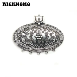 2021 New 1pcs 59*73MM Retro  Alloy Oval Pendants Charms Tassel Loop Linker Connector  for DIY Necklace Jewelry Accessories