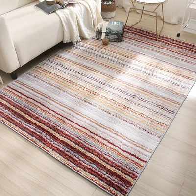 Modern Blue Striped Classic Art Carpet, Non-Slip, Soft, Bedroom, Living Room, Sofa, Rectangular Floor Mat