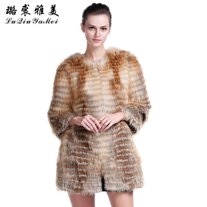 Women \'s Winter Real Fox Fur Coats Fashion Slim Fur Outerwear Natural Fox Fur Jacket for Women Coat of Fox Plus Size S-7XL