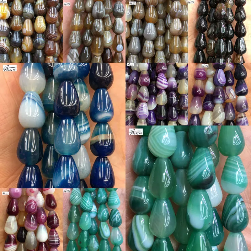 Free Shipping Beautiful jewelry 10X14mm Multi-color Onyx Carnelian Pear Shape Art Women Men Spacers Loose Beads PWB702