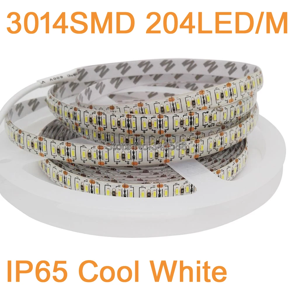 5m DC 12V 3014 taśma LED 3014 SMD 204 leds/m IP65 IP20 wodoodporna biała/ciepła biała Super jasna elastyczna taśma LED Light