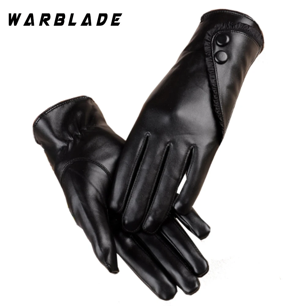 

WarBLade Touch Screen PU Leather Gloves Women Winter Mittens Warm Gloves For Woman Guantes Mujer European Style Gants Femme