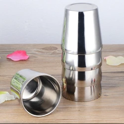 MagiDeal 1/2/4pcs Stainless Steel Mini Double Layer Camping Travel Home Water Mug Cup 180ml  for picnic dinner party camping